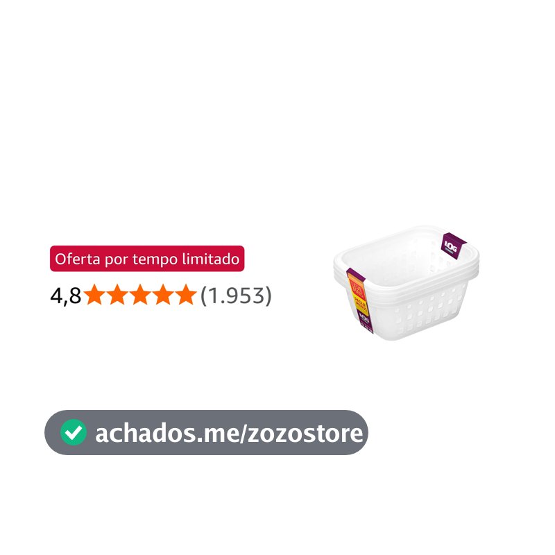 Ordene - Conjunto com 4 Cestos Plástico Organizador Pequeno de 1,4 Litros, Cor Cristal, Linha Log