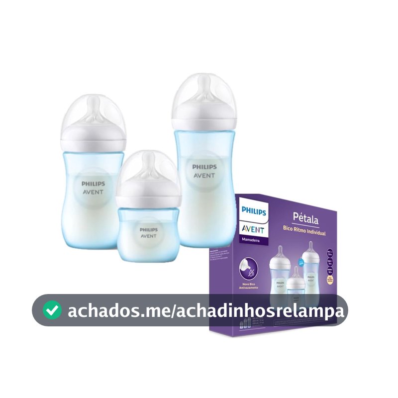 Kit de Mamadeiras Philips Avent Pétala, Azul, 125ml, 260ml, 330ml