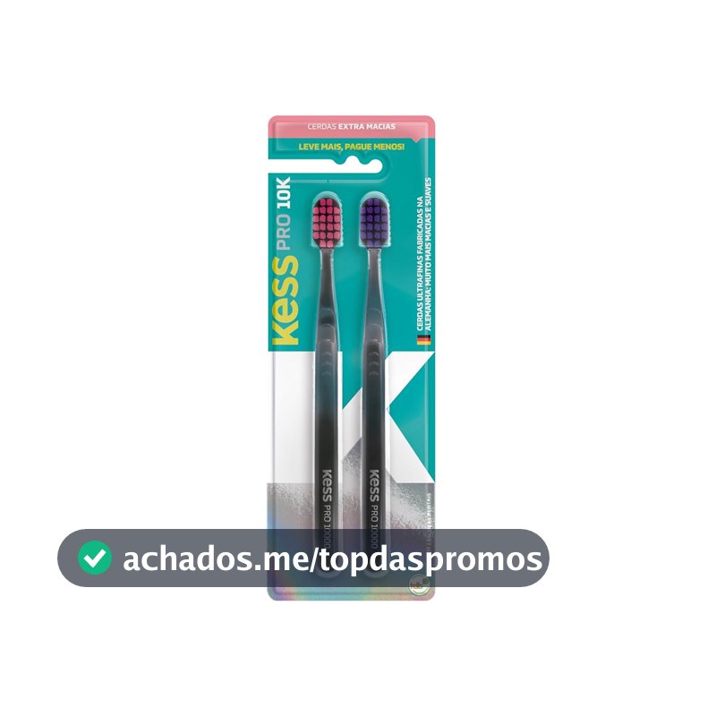 KESS Pack Com 2 Escovas Dentais Pro 10K Extra Macias Preto