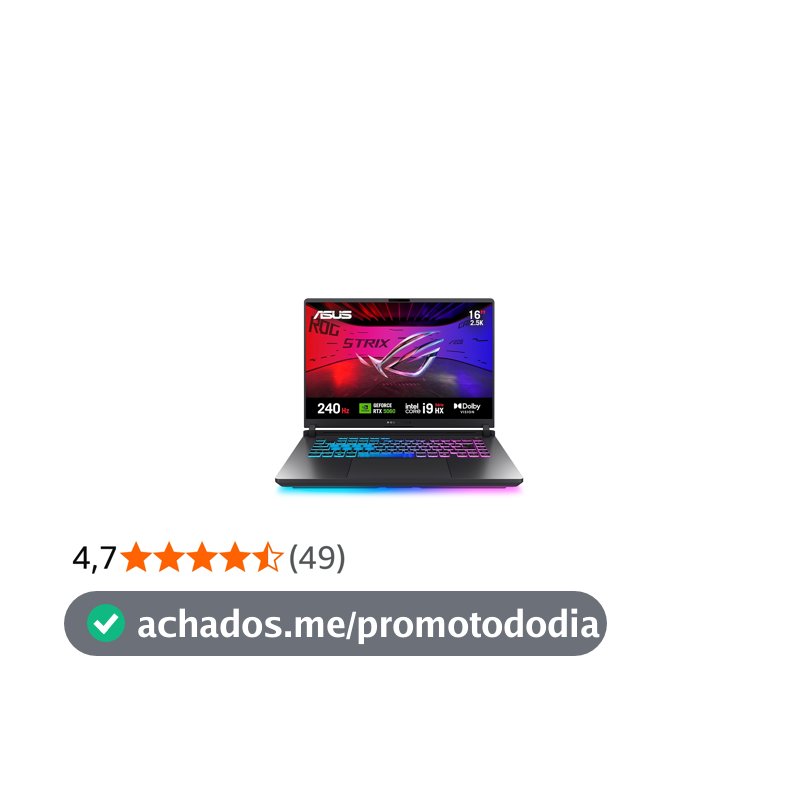 Notebook ASUS ROG Strix G16, Intel Core i9, RTX 5060, 16 GB, 512 GB SSD W11 Home, 16.0'', Eclipse Gray - G615JMR-S5001W