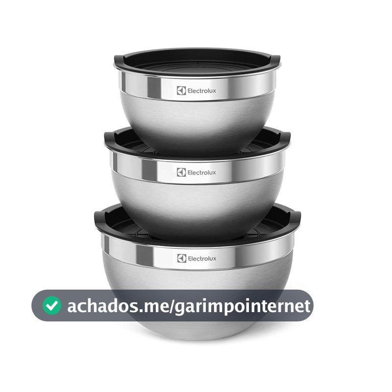 Conjunto de Bowls Tigelas de Inox com Tampa Plástica Electrolux
