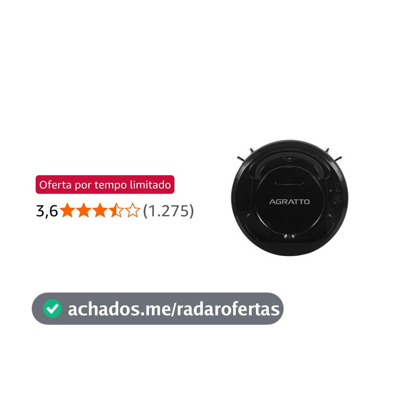 Aspirador de Pó Robô Praticci Agratto Preto, 3W, Bivolt
