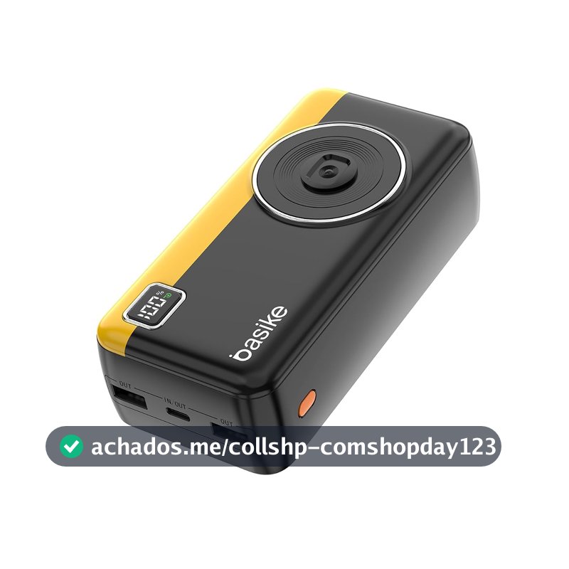 Power Bank 30000mAh, Basike Carregador Portátil com Cabo(Preto)