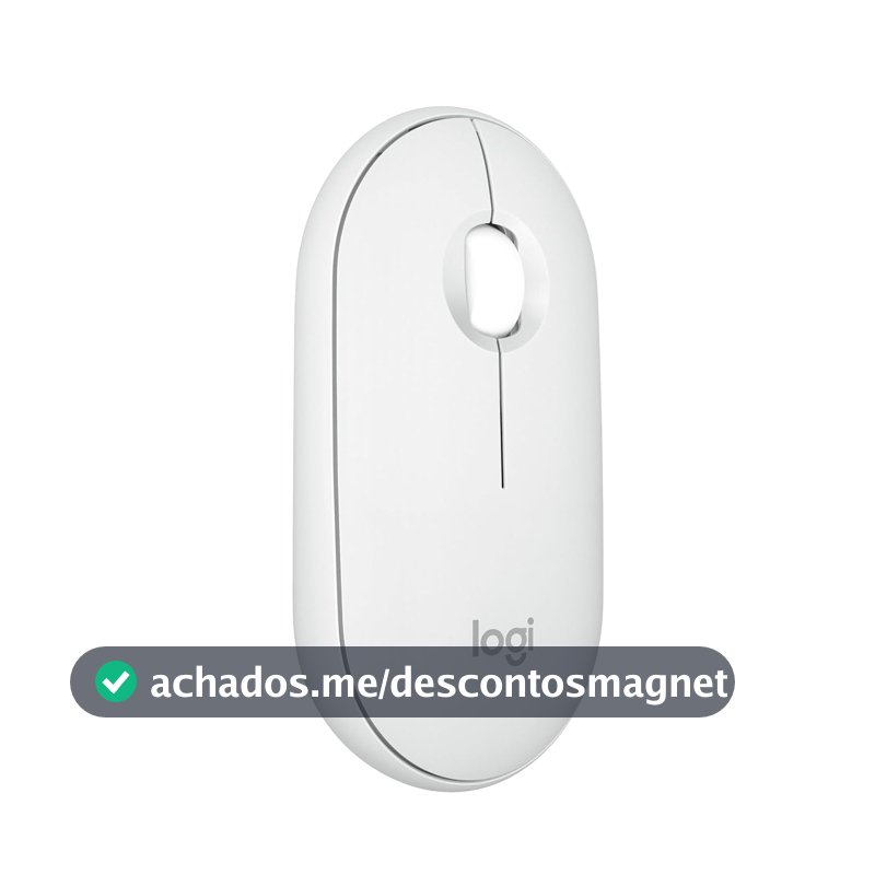 Mouse sem fio Logitech Pebble 2 M350s com Clique Silencioso, Design Slim Ambidestro, Conexão Bluetooth e Pilha Inclusa - Branco