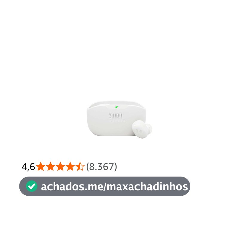 JBL, Fone de Ouvido Sem Fio, JBL, Bluetooth, Wave Buds 2, Intra Auricular, Sem Fio, Resistente À Água e Poeira - Branco