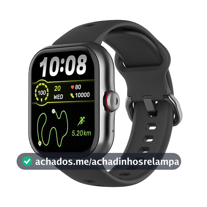 SmartWatch GPS, Relogio Smartwatch Feminino e Masculino, 1,85 polegadas HD, chamada Bluetooth, Esportivos relógio com voz por IA, Compatível com Android iOS, 2 Pulseiras (preto)