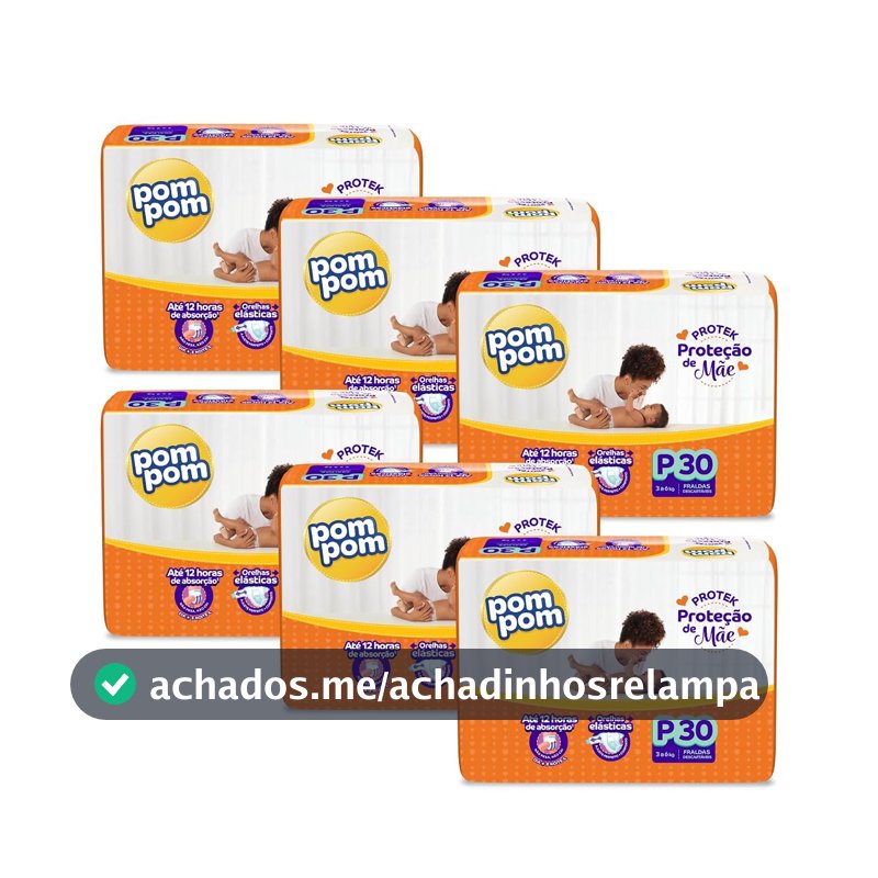 Fralda Pom Pom Protek Proteção de Mãe Jumbo P 180 Unidades