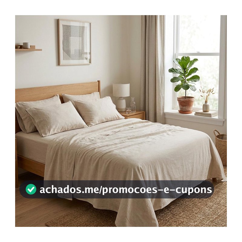 Jogo de Cama Casal Queen King Lençol Fronhas 400 Fios 4 Peças Ponto Palito Casa Dona (Queen, Bege)