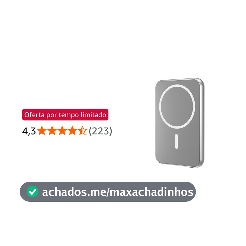 Geonav Power Bank, Carregador Portátil Universal por Indução 5.000mAh, Ultraslim Carregamento rápido, Compatível com MagSafe®, PB5KALMAGSV, Prateado