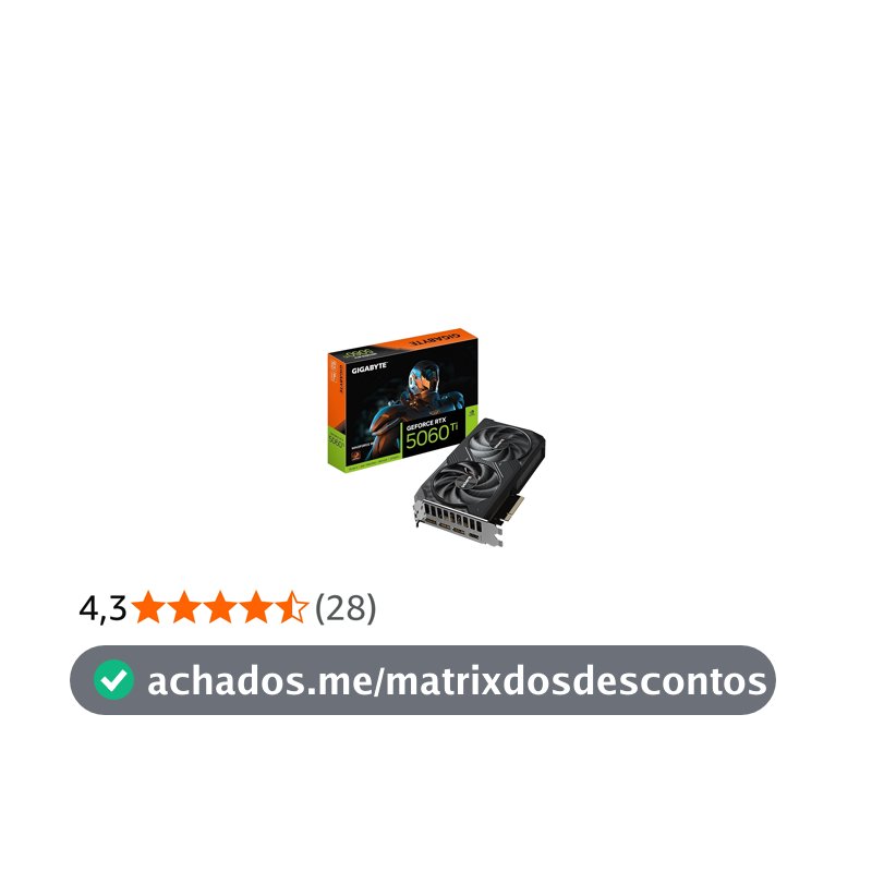 Gigabyte Placa de vídeo GeForce RTX 5060 Ti WINDFORCE 8G - 8GB GDDR7, 128bit, PCI-E 5.0, 2572MHz Core Clock, 3 x DisplayPort, 1 x HDMI, GV-N506TWF2-8GD