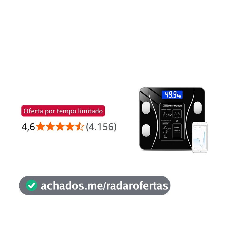 Balança Corporal Bioimpedância Premium Com Visor Inteligente Bluetooth Composição Corporal Peso Controle da Sua Saúde Completo Com Aplicativo