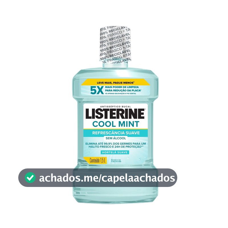 Enxaguante Bucal Listerine Cool Mint, Sem Álcool, 1,5L