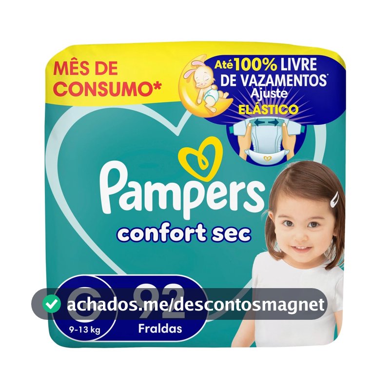 Fralda Pampers Confort Sec Tamanho G, 92 Unidades