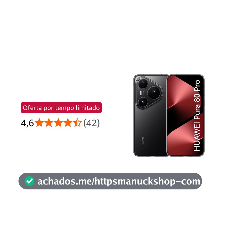 Smartphone, HUAWEI Pura 80 Pro 12GB+512GB, Câmera Ultra-iluminação de 1 Polegada, Câmera Teleobjetiva Macro Ultra-iluminação, Cancelamento de Ruído por IA, 5170 mAh, Dual SuperCharge,Celular Preto