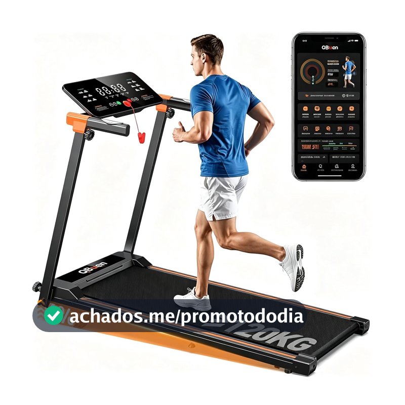 QBuen Esteira Ergométrica Eletrica Bivolt Silenciosa com Bluetooth e LED, 2.5HP Motor <45dB, Inclinação 1°/6°, Amortecimento de Impacto, Velocidade 1-10km/h, Capacidade 120kg, Dobrável com Rodinhas