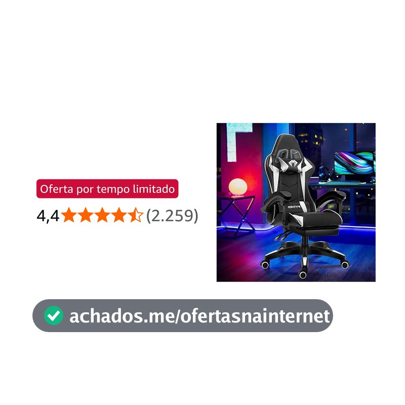 Cadeira Ergonomica Gamer Com Apoio Para Os Pés Branco
