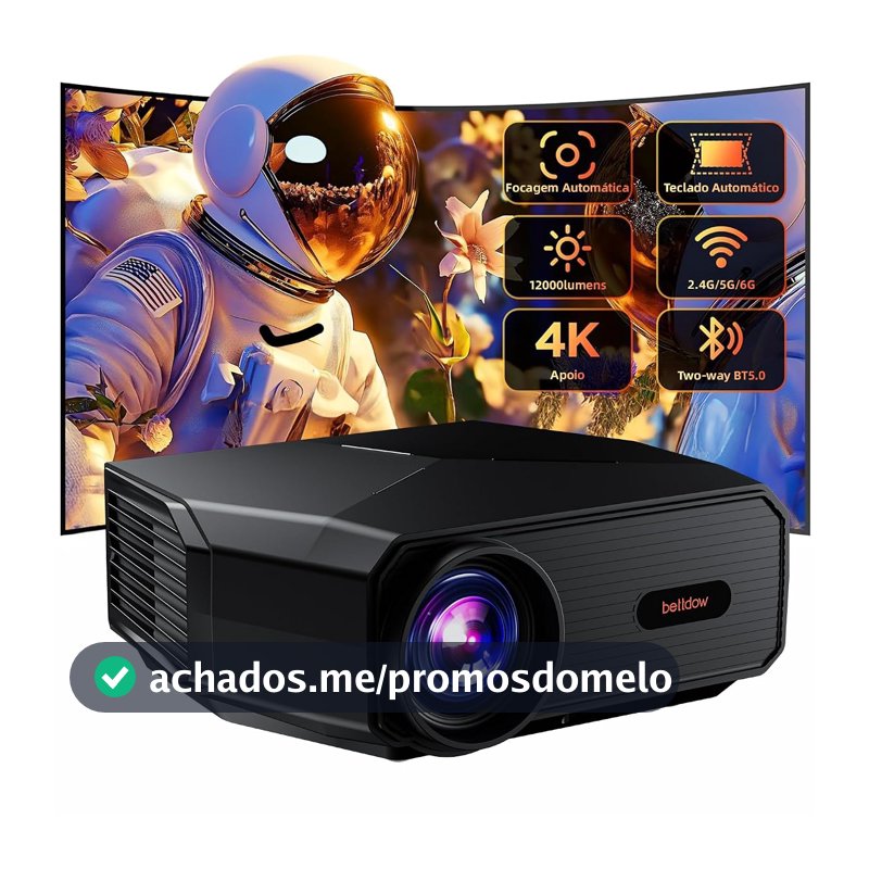 Bettdow Projetor 4k 8k 12000 Lumens Hd 1080p Compatível Completo De Android 9, Smart Projetores Retroprojetor Portatil 350 ANSI WiFi 6 BT5.0, Auto Correção Trapezoidal, Foco Automático