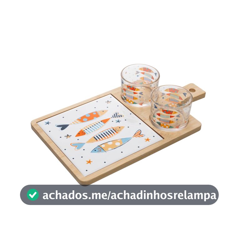 WOLFF - Conjunto 2 Petisqueiras com Bandeja de Bambu e Tábua Iki