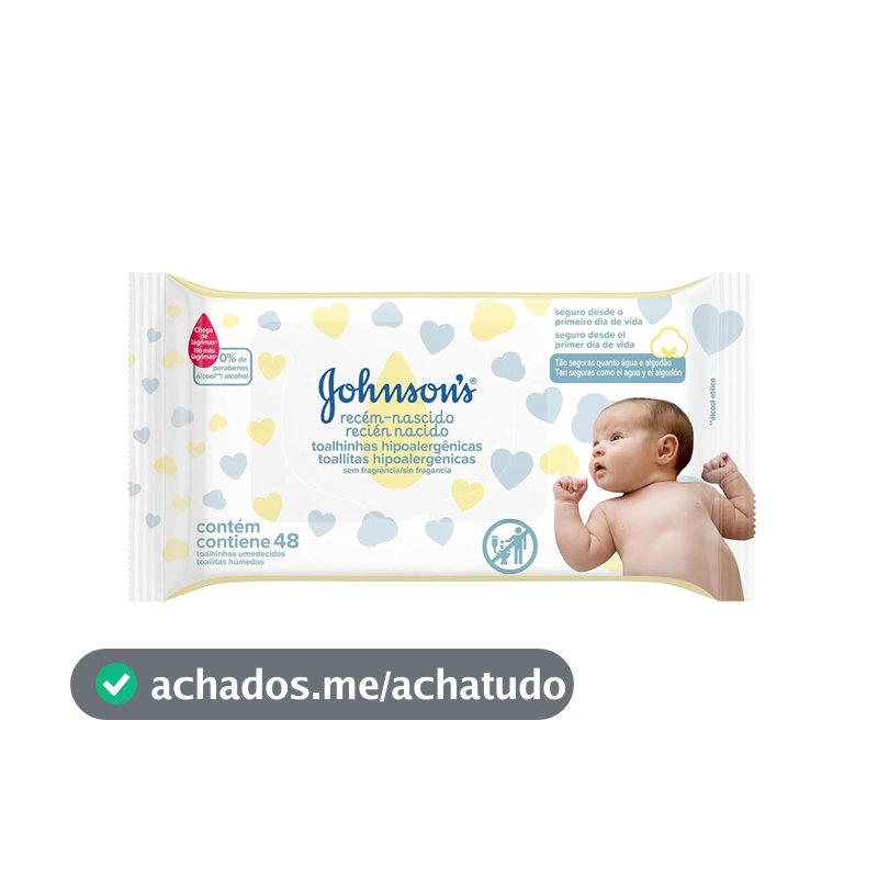 Lenços Umedecidos Johnson's Baby Recém-Nascido, 48 Unidades