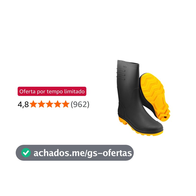 Vonder, Bota De Pvc Preta Com Solado Amarelo, 42, Cano Médio, Com Forro.