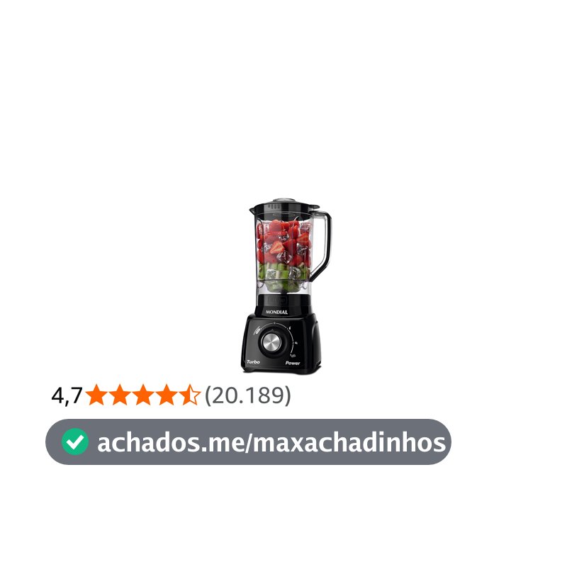 MONDIAL Liquidificador Turbo Power, Preto, 550W, 220V - L-99 FB