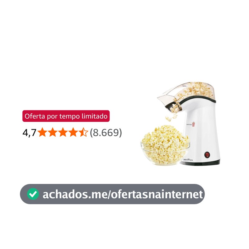 Britânia Pipoqueira, Pop Time, Branco, 127V, 62551001 Plástico e Metal