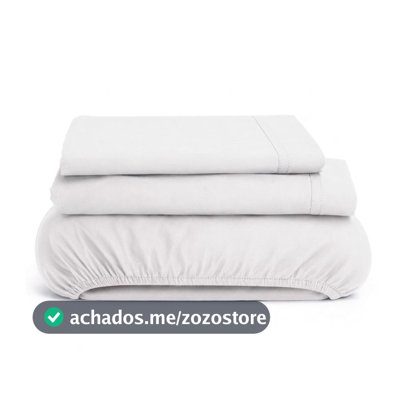 Jogo de cama Casal com 3 Peças com elástico e não faz bolinha. Toque Macio e suave para noites de sono. Perfeito para sua casa e Lar. 400 fios Algodão Percal (branco)