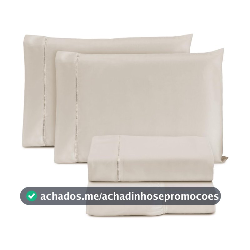 Jogo de Cama Casal Padrão Percal 400 Fios Ponto Palito 04 Peças, Antiácaro, Não faz bolinha Toque Extra Macio – Branco -