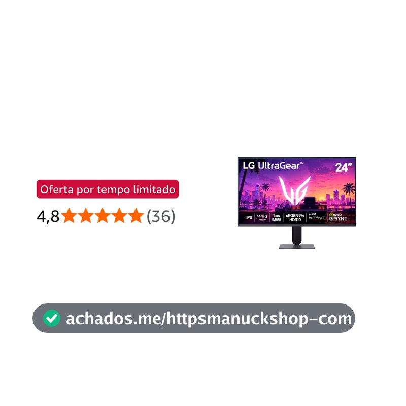LG UltraGear Monitor Gamer 24" IPS 144Hz nativo, 1ms (MBR), Full HD (1920x1080), HDR10, NVIDIA G-SYNC, AMD FreeSync sRGB, Preto - 24G411B