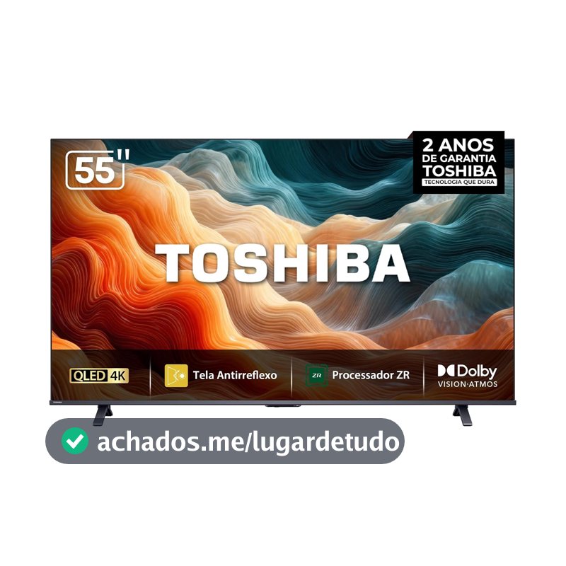 Toshiba Smart TV MiniLED QLED 4K 55" Polegadas 55M450SS com Painel Antirreflexo Processador de AI ZR Som Aprimorado por AI Modo Game
