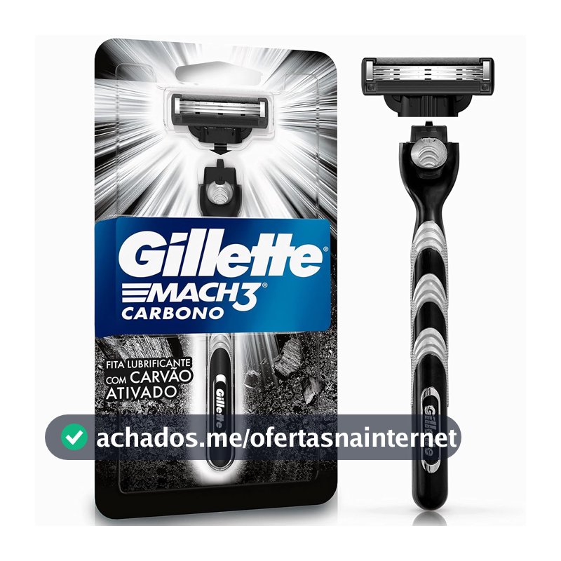 Gillette Mach3 Carbono Aparelho de Barbear com Carvão Ativado 1 Unidade