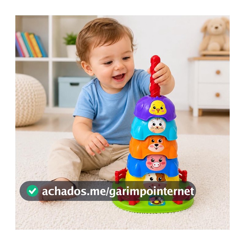Brinquedos para Bebê Torre Giratória Fazendinha Animais Educativo