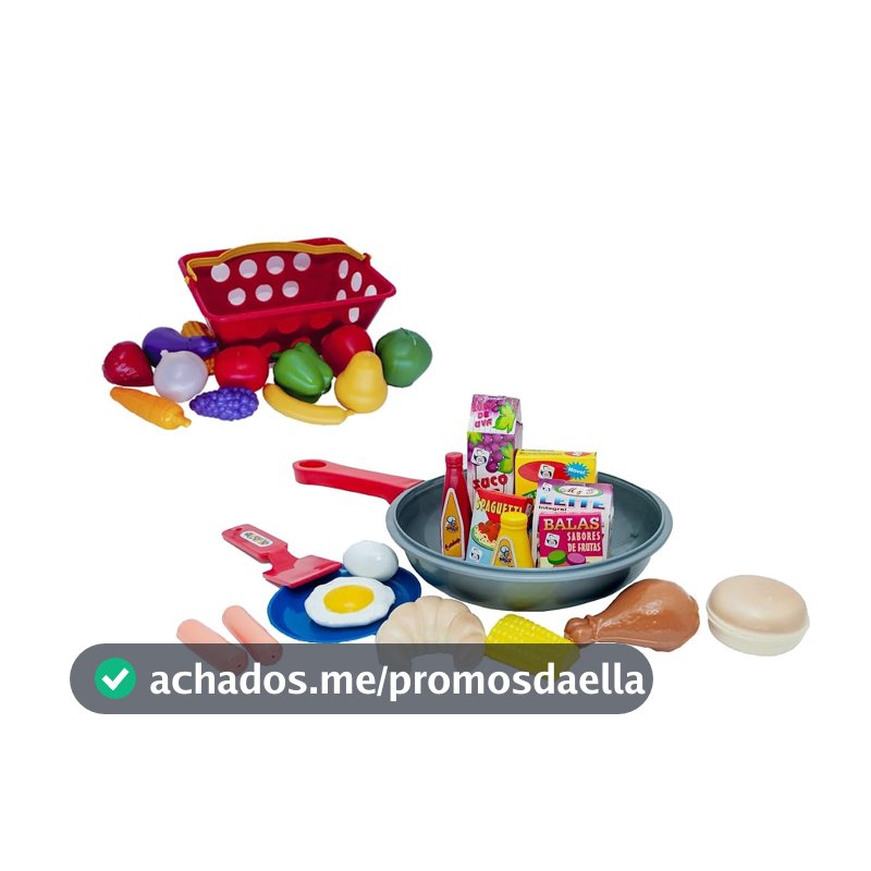 Brinquedo Menino Menina Cozinha Infantil Chef 31 peças Frigideira Frutas e Legumes
