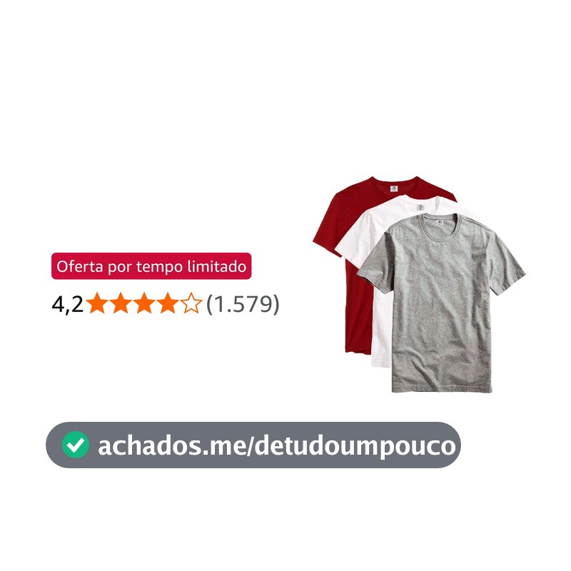 Kit com 3 Camisetas Masculina Básica Algodão Premium