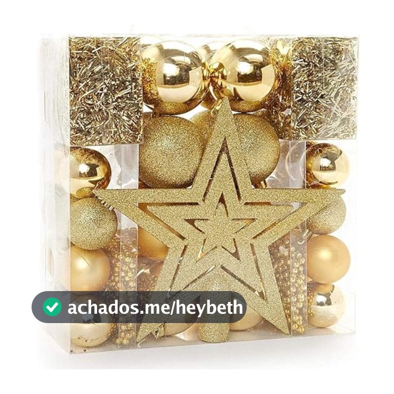 Enfeites De Natal Para Árvore Jogo Completo 44 Peças - Kit Natalino Bolas De Natal Vermelho/Dourada/Prata (DOURADO)
