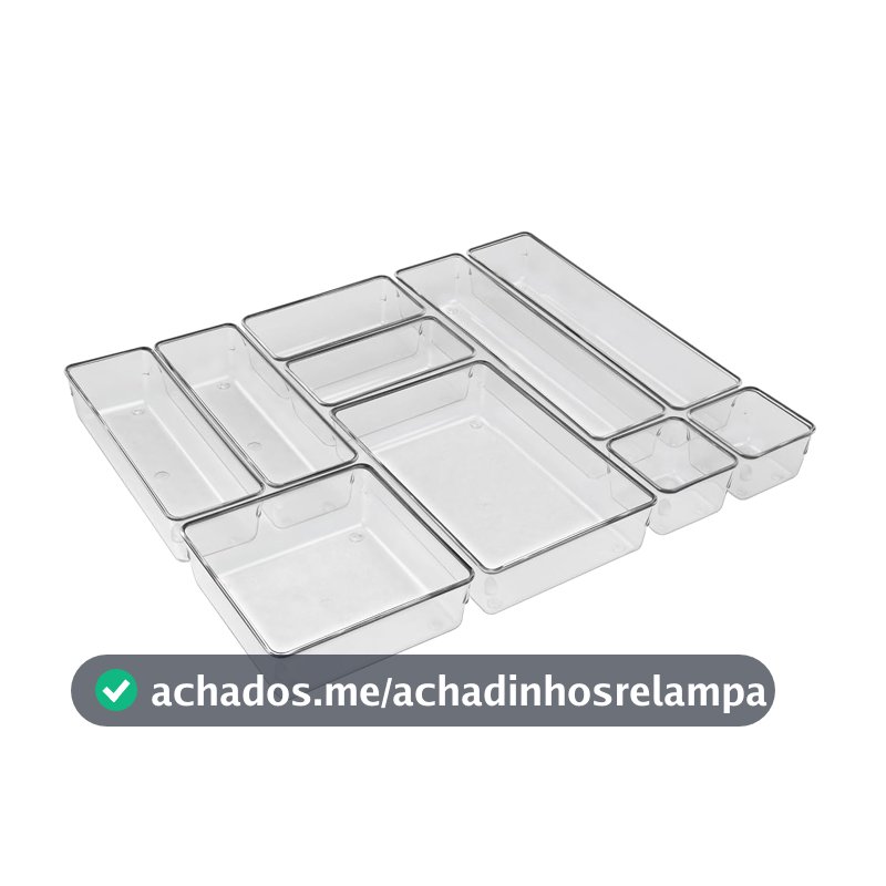 Acrimet Organizador Modular de Gavetas Transparente, Kit com 10 Potes