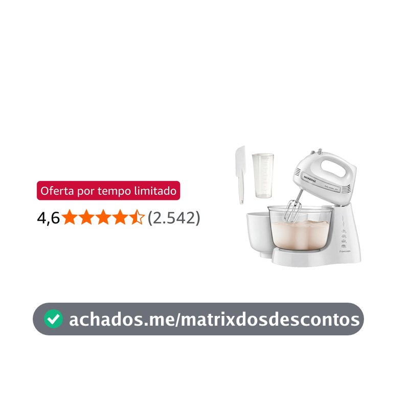 MONDIAL, Batedeira Bella Massa, Branco 500W, 110V - B-23-WI