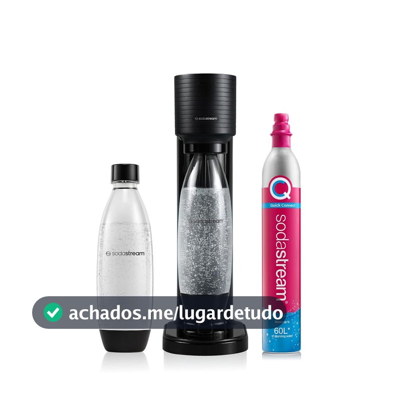 Máquina de Água com Gás Gaia Preta SodaStream com Cilindro