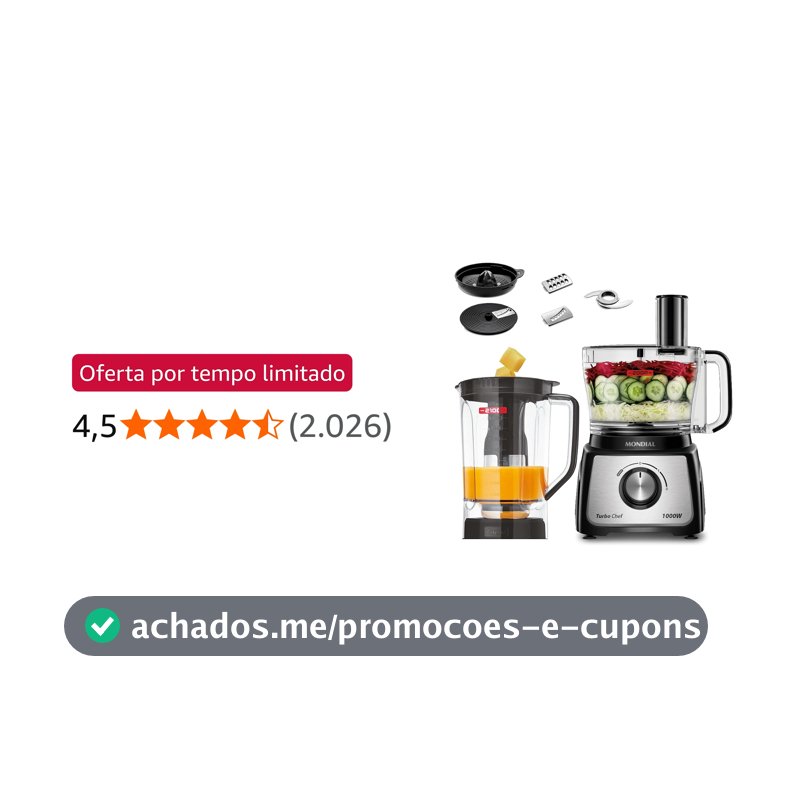 MONDIAL Multiprocessador Turbo Chef 7 em 1, Preto, 1000W, 110V - MPN-01-BE