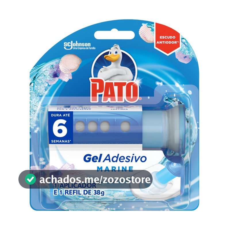 Pato Desodorizador Sanitário Gel Adesivo Marine com Aplicador, 6 Discos