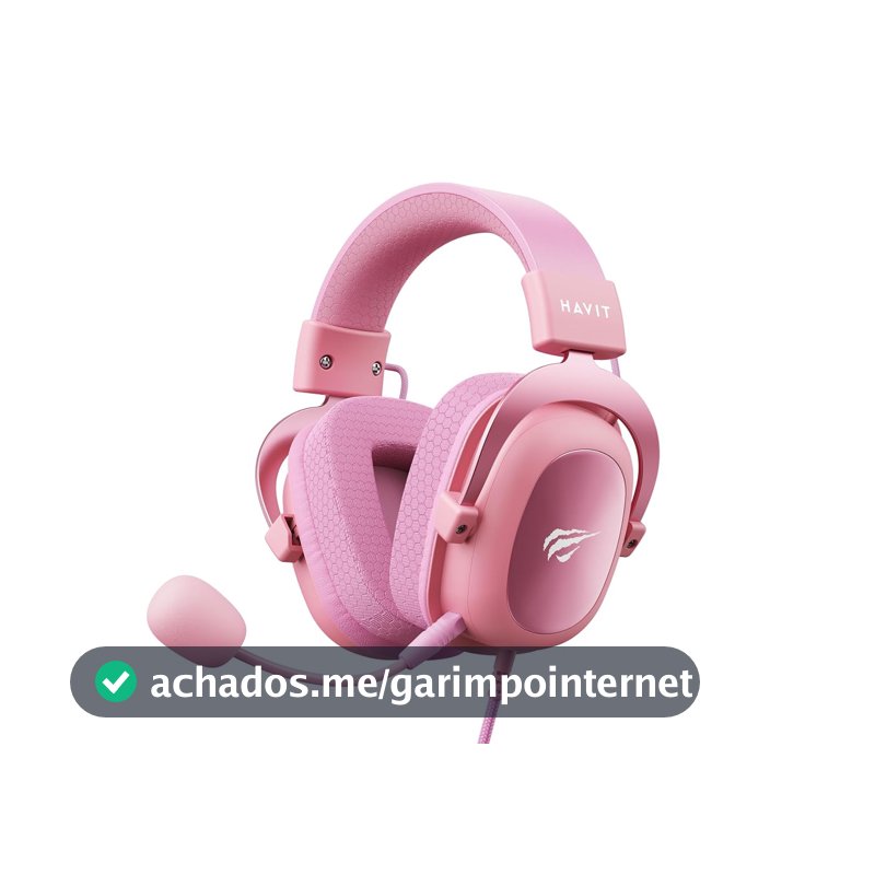 Havit Headphone Fone de Ouvido H2002d Pink, Gamer, com Microfone, Falante 53mm, Plug 3, 5mm: compatível com XBOX ONE e PS4, HAVIT, HV-H2002d Cor Rosa