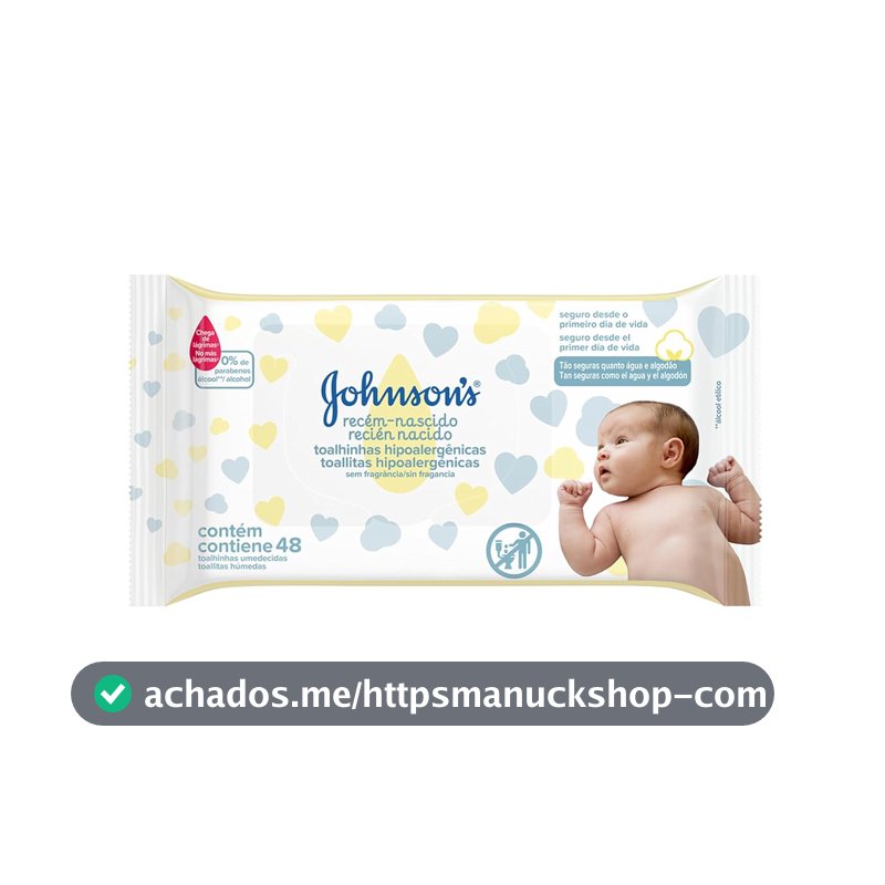 Lenços Umedecidos Johnson's Baby Recém Nascido, 48 Unidades