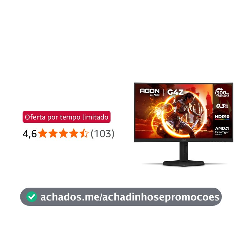 Monitor Gamer Curvo AOC AGON G4Z 27" 300Hz 0,3ms HDR10 Base Ajustável C27G4Z/P