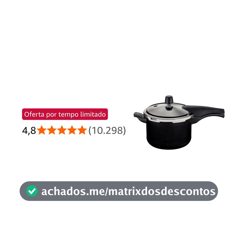 Panela de Pressão Tramontina Vancouver Effect em Alumínio com Revestimento Interno e Externo em Antiaderente Starflon Max Preto 20 cm 4,5 L