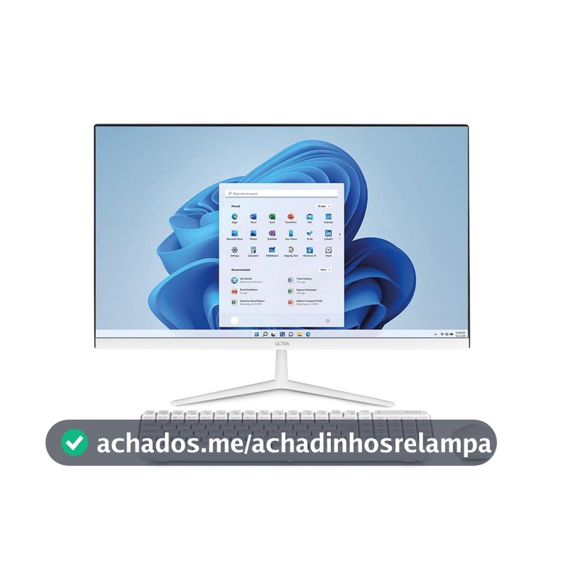 Computador All in One, Windows 11 Home, Intel Celeron 4GB 120GB SSD, Tela 23,8''FHD + Microsoft 365 Personal + 1TB na Nuvem Branco Ultra - UB830