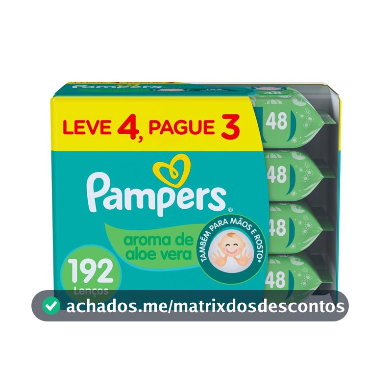 Lenços Umedecidos Pampers Aroma de Aloe Vera 192 Unidades