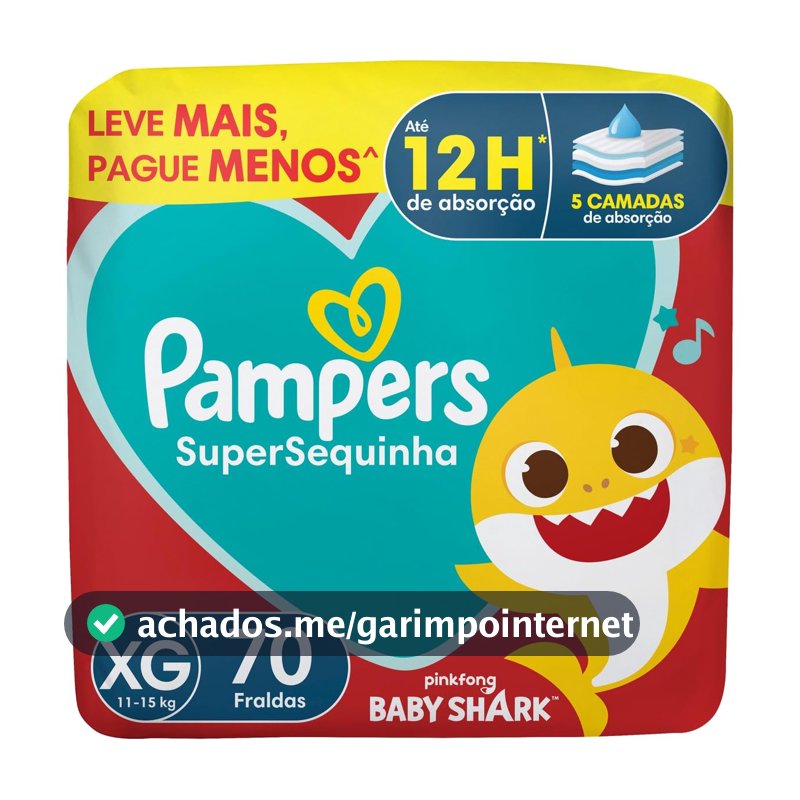Fralda Pampers Supersequinha Tamanho XG 70 Unidades