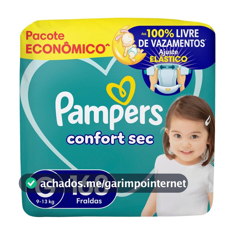 Fralda Pampers Confort Sec Tamanho G 168 Unidades