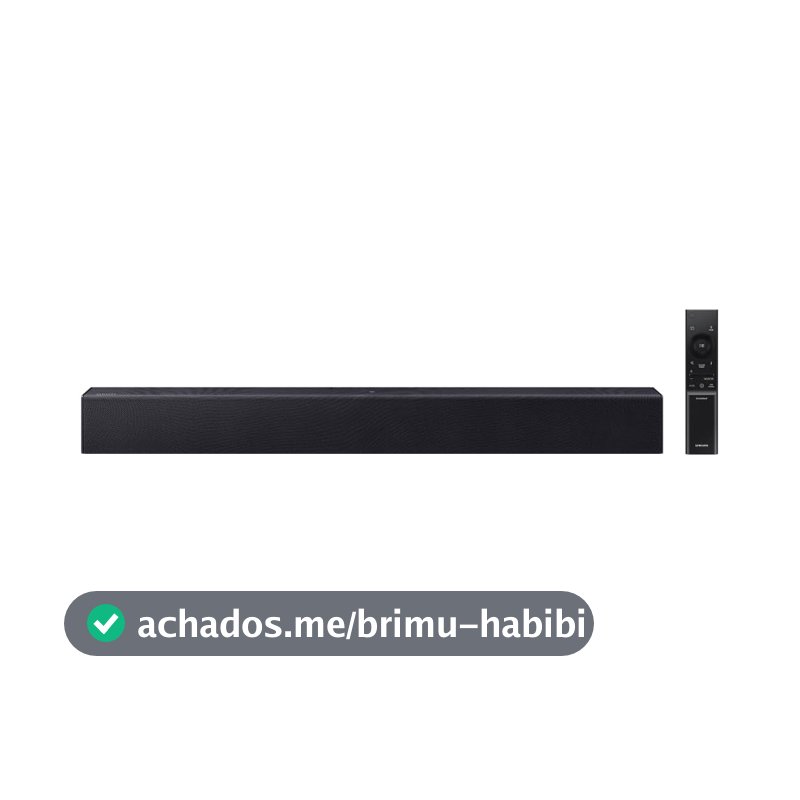 Soundbar Samsung HW-B400F, com 2.0 canais, Bluetooth, Subwoofer integrado e HDMI ARC