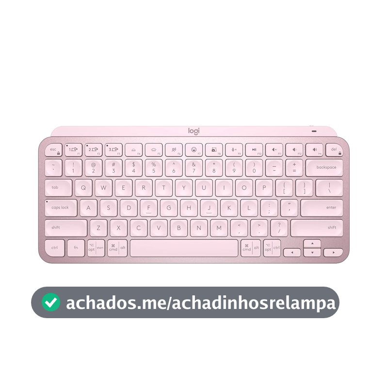 Teclado sem fio Logitech MX Keys Mini com Iluminação Inteligente, Conexão USB ou Bluetooth Easy-Switch para até 3 dispositivos e Bateria Recarregável - Rosa